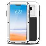 Shockproof Aluminum Metal Super Anti Shake Silicone Protection Case Gorilla Glass for LG G7 / G7 ThinQ - White