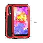 Shockproof Dustproof Aluminum Metal Tempered Glass Case For Huawei P20 Pro - Red