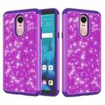 Fashion Glitter Bling Design Dual Layer Hybrid Protective Phone Case for LG Stylo 4 - Purple