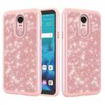 Fashion Glitter Bling Design Dual Layer Hybrid Protective Phone Case for LG Stylo 4 - Rose gold