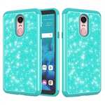 Fashion Glitter Bling Design Dual Layer Hybrid Protective Phone Case for LG Stylo 4 - Teal