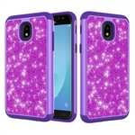 Fashion Glitter Bling Hybrid Dual Layer Protective Phone Cover Case For Samsung Galaxy J7 (2018) - Purple