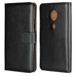 Genuine Leather Stand Wallet Case for Motorola Moto E5 Plus with Card Slots&holder - Black