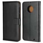 Genuine Leather Stand Wallet Case for Motorola Moto G6 Plus with Card Slots&holder - Black