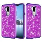 Glitter Sparkly Bling Shockproof  Hybrid Defender Armor Protective Case for LG G7 ThinQ - Purple