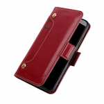 Genuine Yak Hide Card Slots Flip Leather Case For iPhone X - Red