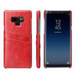 Oil Wax Leather Card Holder Back Case Cover for Samsung Galaxy Note 9 - Red