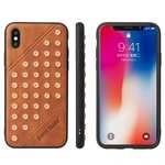 Rivet Design Leather Soft TPU Back Case Cover for iPhone X - Brown