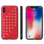 Rivet Design Leather Soft TPU Back Case Cover for iPhone X - Red