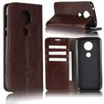 For Motorola Moto E5 Plus Crazy Horse Genuine Leather Case Flip Stand Card Slot - Coffee
