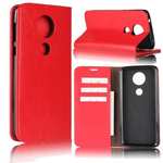 For Motorola Moto E5 Plus Crazy Horse Genuine Leather Case Flip Stand Card Slot - Red