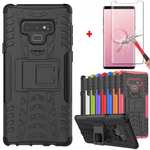 For Samsung Galaxy Note 9 Shockproof Hybrid TPU Armor Kickstand Case + Tempered Glass Screen