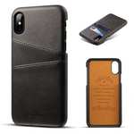 Case For iPhone XR Max Vintage Leather Wallet Card Slot Holder Back Cover - Black