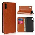 For iPhone XS Max Leather Wallet Stand Case Card Slot Shockproof Flip Cover - Brown