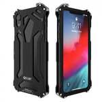 For iPhone XS Max R-JUST Heavy Duty Metal Aluminum Armor Silicone Case Cover - Black