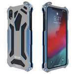 For iPhone XS Max R-JUST Heavy Duty Metal Aluminum Armor Silicone Case Cover - Blue