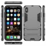For iPhone XS Max XR XS Hybrid Heavy Armor Rugged Kickstand Hard Case Cover - Grey