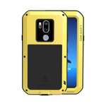 For LG G7 ThinQ/LG G7 Plus ThinQ Heavy Duty Aluminum Metal Case Gorilla Glass Cover Yellow