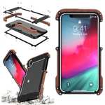 Aluminum Wood Metal Case Shockproof Dropproof Bumper Frame for iPhone XS