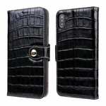 For iPhone XS Max Crocodile Pattern Genuine  Leather Stand Case with Card Slots -  Black