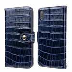 For iPhone XS Max Crocodile Pattern Genuine  Leather Stand Case with Card Slots -  Dark Blue