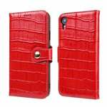 Crocodile Pattern Genuine Leather Case for iPhone XR - Red