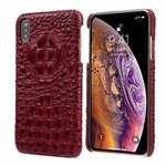 For iPhone XS Max Crocodile Head Pattern Genuine Leather Back Case Cover - Red