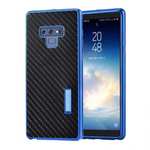 For Samsung Galaxy Note 9 Carbon Fiber Shockproof Metal Aluminum Case Back Cover - Blue