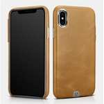 ICARER Genuine Leather Back Case Cover for iPhone XS - Khaki