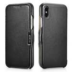 ICARER Luxury Series Genuine Leather Folio Flip Case Cover with Magnetic for iPhone XS Max - Black