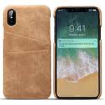 Leather Wallet Credit Card Slot Back Case Skin Cover for iPhone XS - Brown