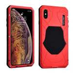 For iPhone XS Max Luxury Waterproof Shockproof Aluminum Metal Tempered Glass Case - Red