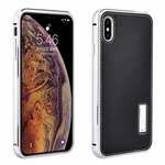 Aluminum Metal Genuine Leather Case for iPhone XS Max - Silver&Black