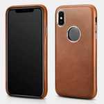 ICARER Retro Genuine Leather Back Case Cover for iPhone XS Max XS X