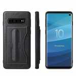 For Samsung Galaxy S10 Lite Card Holder Stand Leather Back Case - Black