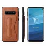 Stand Leather Back Case For Samsung Galaxy S10 - Brown