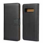 Genuine Leather Wallet Stand Flip Card Case Cover For Samsung Galaxy S10/S10E/S10 Plus - Black