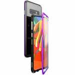 For Samsung Galaxy S10  Full Protection Magnetic Metal Tempered Glass Case - Black&Purple