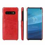For Samsung Galaxy S10 Oil Wax Leather Credit Card Holder Back Case Cover - Red