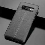 For Samsung Galaxy S10 Shockproof TPU Leather Back Case Cover - Black