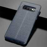 For Samsung Galaxy S10 Shockproof TPU Leather Back Case Cover - Navy Blue