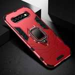 For Samsung Galaxy S10 Plus Hybrid Magnetic Ring Holder Hard Case Cover - Red