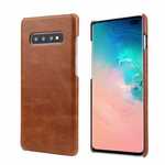 Matte Genuine Leather Back Case Cover for Samsung Galaxy S10 - Brown