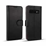 Lichee Pattern Genuine cowhide leather wallet case For Samsung Galaxy S10 - Black