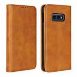 Magnet Adsorption Stand Flip Leather Case for Samsung Galaxy S10e - Brown
