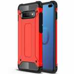 For Samsung Galaxy S10 Phone Armor Hybrid Rugged Shockproof Cover - Red