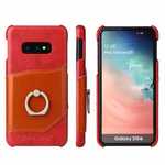 Case For Samsung Galaxy S10e 360° Rotating Ring Holder Stand Genuine Leather Back Cover - Red