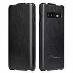 Crazy Horse Grain Vertical Flip Leather Case For Samsung Galaxy S10 - Black