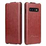 Crazy Horse Grain Vertical Flip Leather Case For Samsung Galaxy S10 - Brown