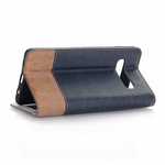 Cross Two-Colored Stand Leather Case For Samsung Galaxy S10e - Dark Blue